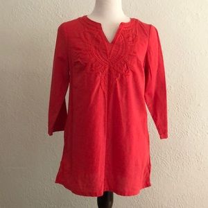 Coral colored linen tunic